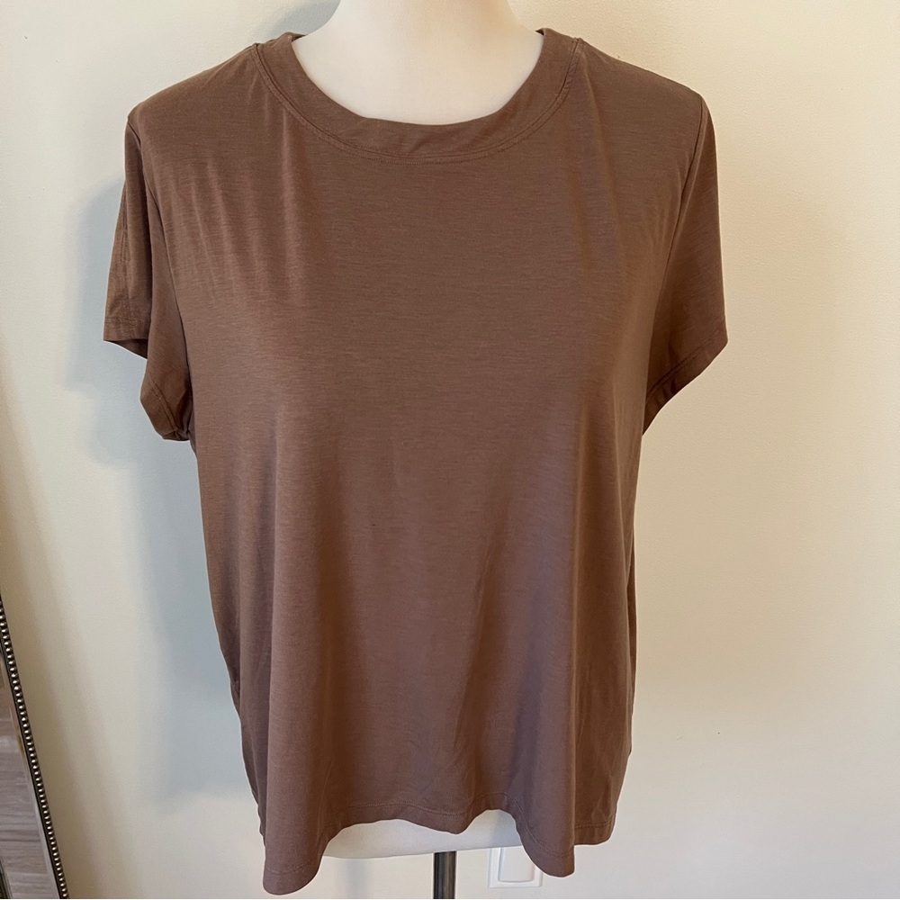 Athleta Brown Modal Blend Short Sleeve Tee Size Medium